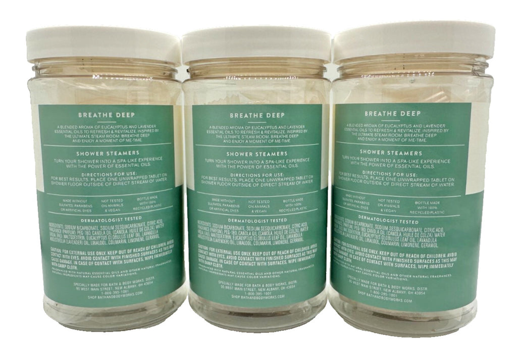 Bath & Body Works Aroma Breathe Eucalyptus Lavender Shower Steamers - Pack of 3