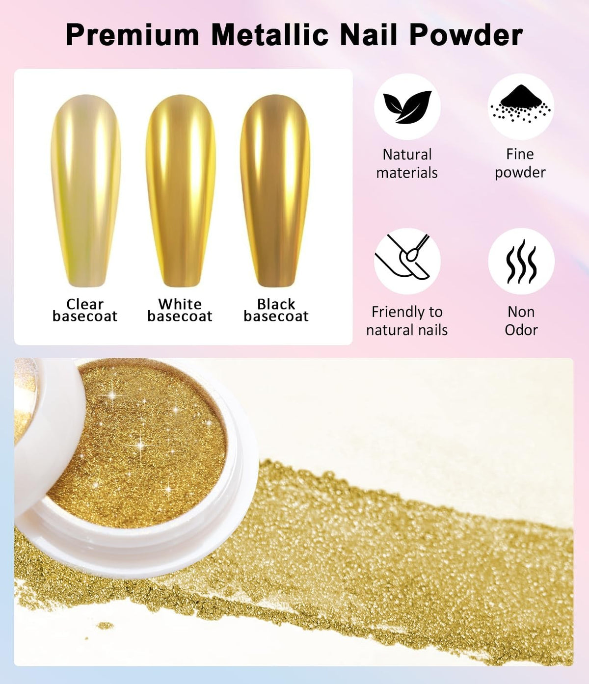 Mirror Effect Chrome Nail Powder Set - 6 Colors for Nail Art & Manicure