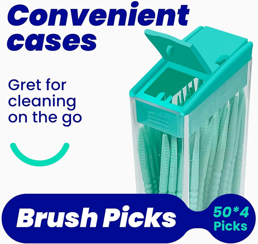 Soft Silicone Interdental Brushes and Dental Picks - 200 Count Family Pack