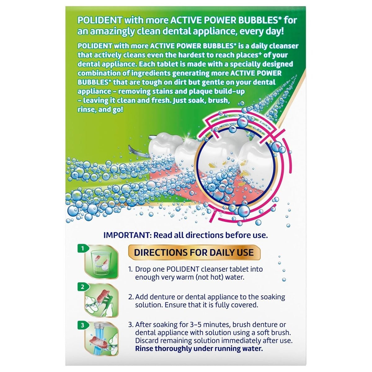 Dental Appliance Cleaner Tablets - Antibacterial, Odor-Removing, 60 Count