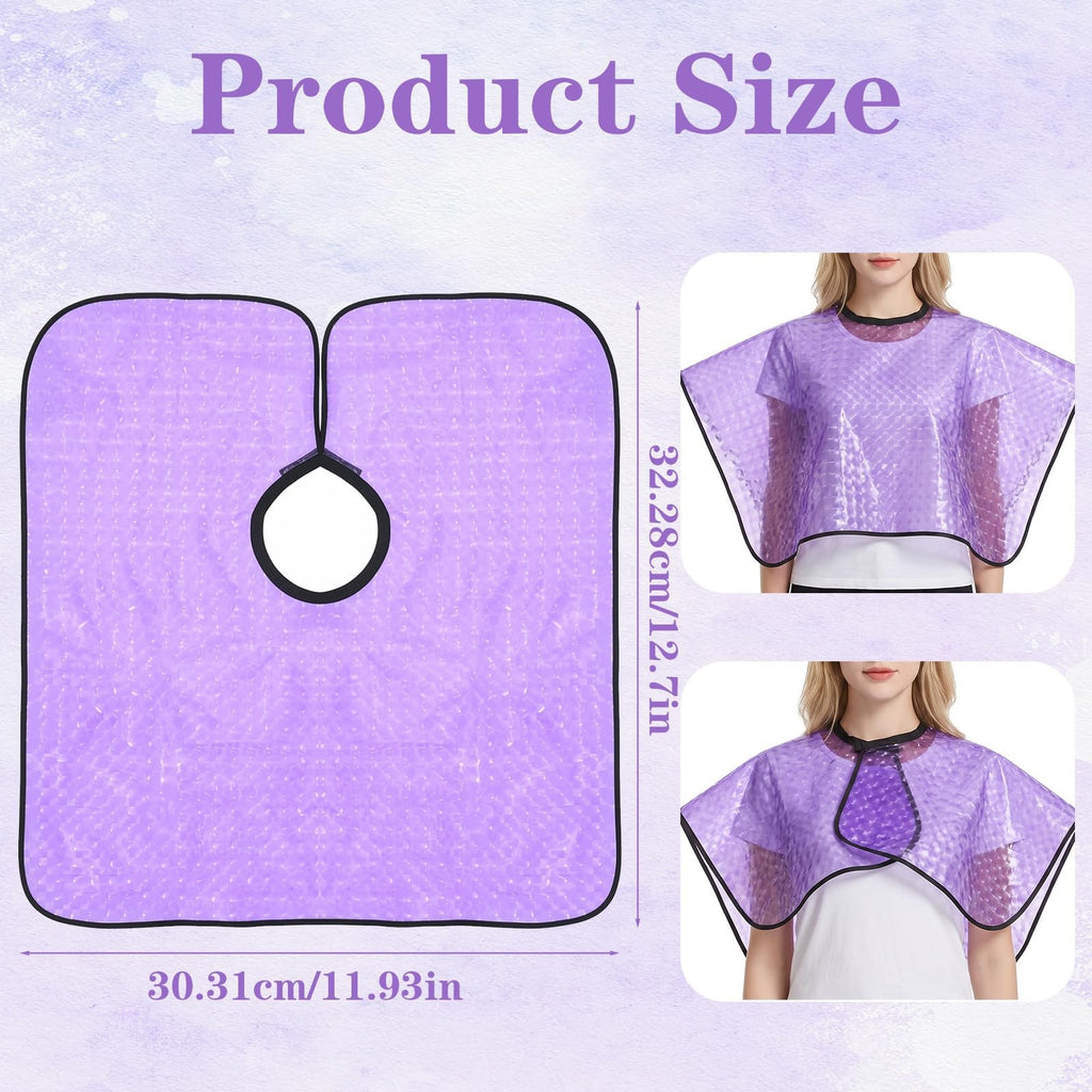 Waterproof Salon Shampoo Cape with Adjustable Neck - Black & Purple