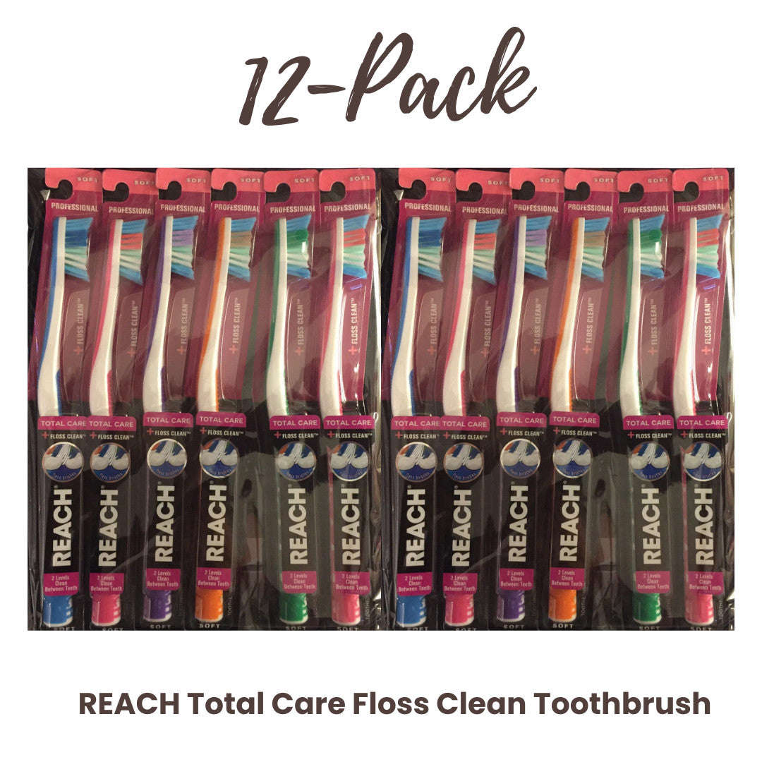 Soft Floss-Like Bristle Toothbrush with Angled Neck and Tongue Cleaner – 12 Pack