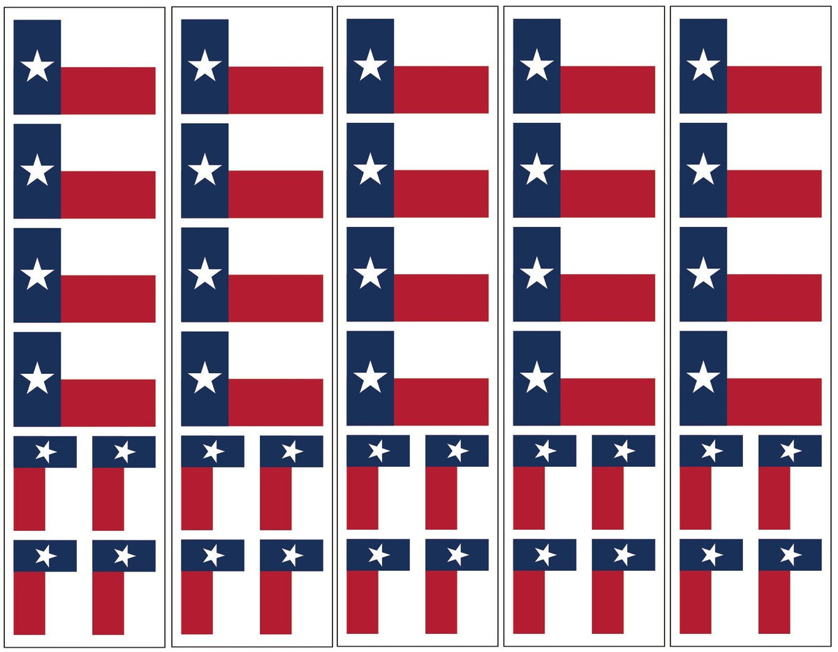 Texas Flag Temporary Tattoos - 40 Tattoos per 5 Sheets for Parties