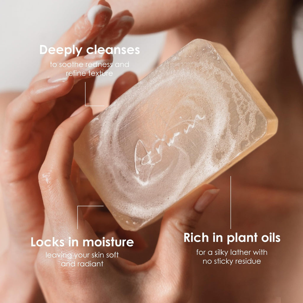 Glycerin Soap Bar 180g - Natural Transparent Face & Body Cleanser with Pine Scent