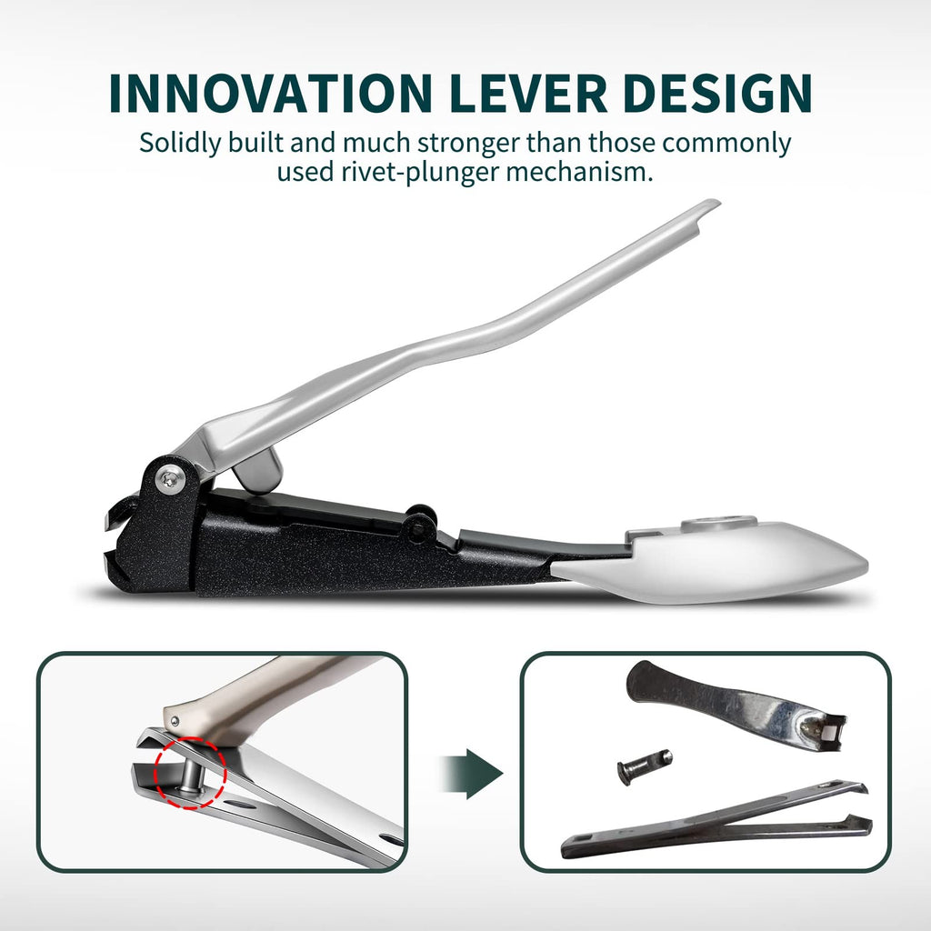 Nail Clippers with Catcher - Stainless Steel Fingernail and Toenail Trimmers