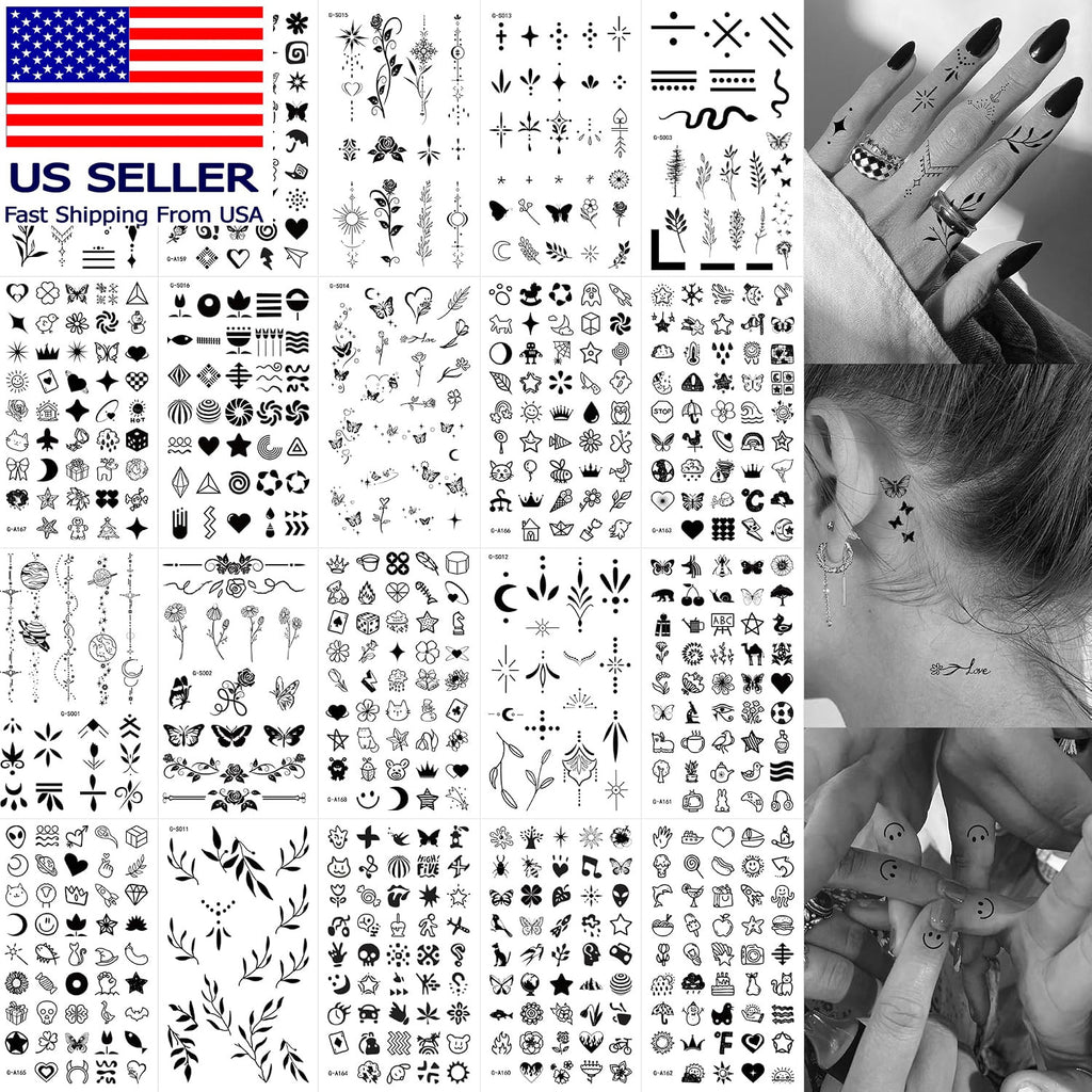 630 Pcs Finger & Hand Temporary Tattoos for Women - Realistic Small Designs