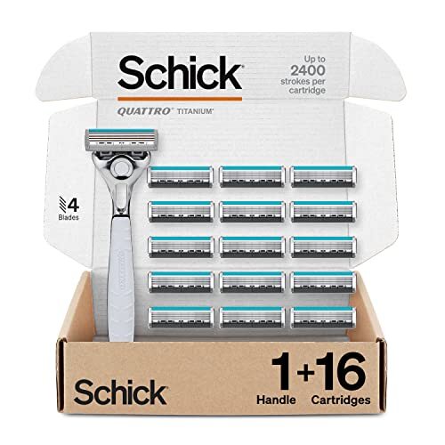 Men's Razor with 16 Blades & Aloe Protection - Titanium & Pivoting Head