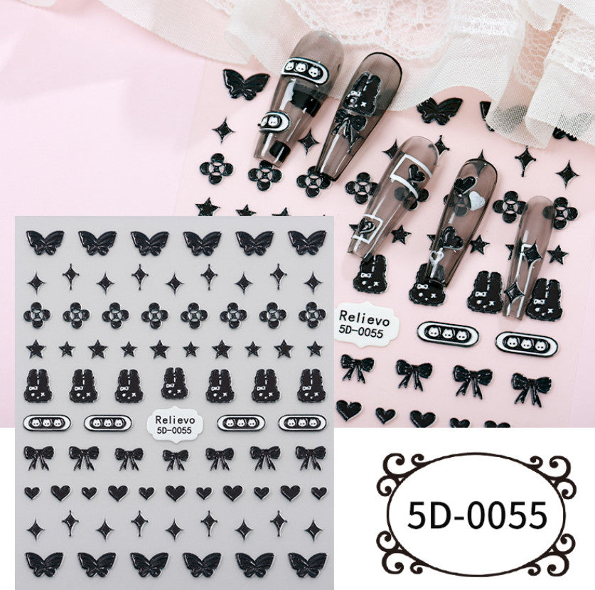 Nail Art Sticker Sheets with Butterfly, Bow, Star, and Fruit Designs - 100% Resin Decals