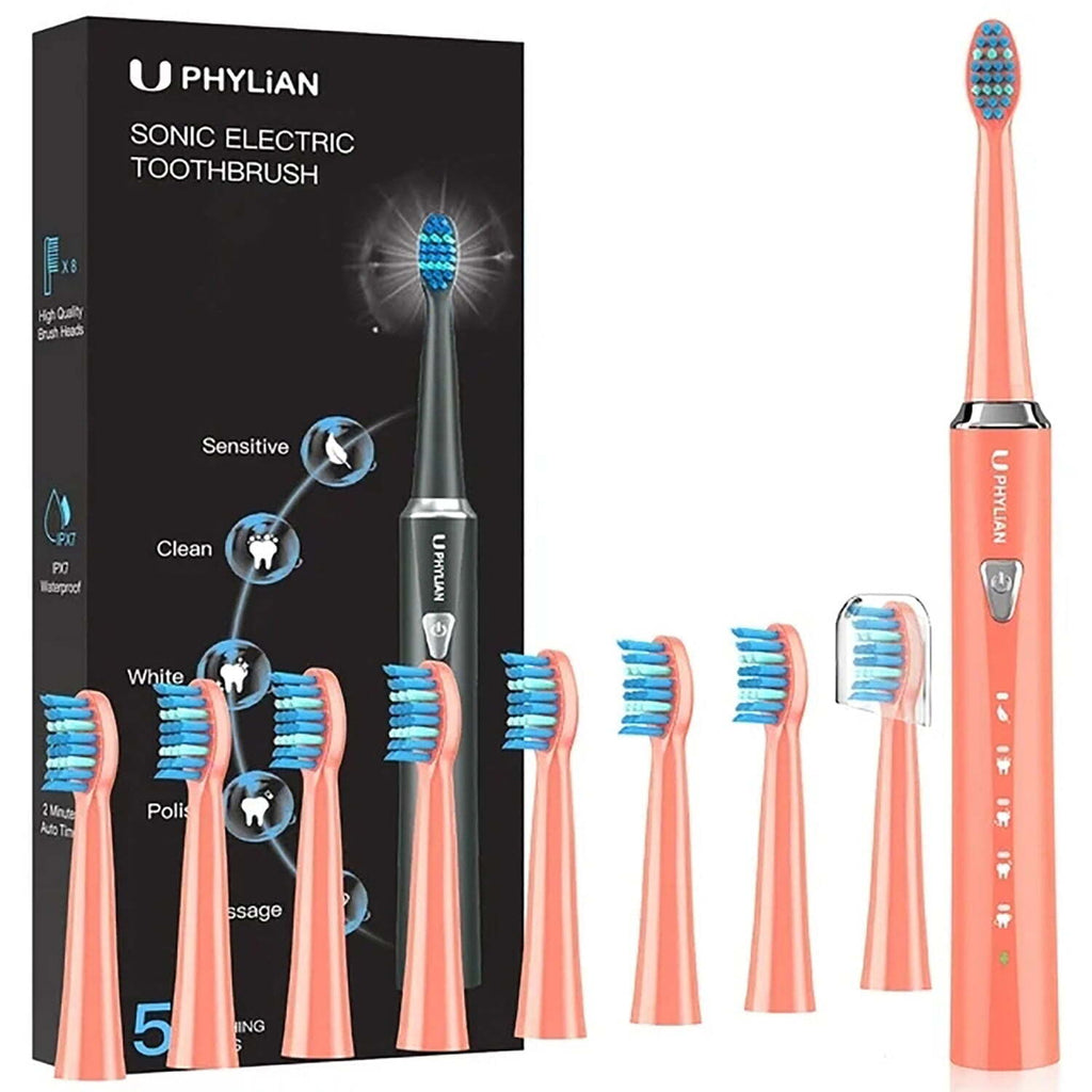 Rechargeable Electric Toothbrush for Adults with 8 Brush Heads and 5 Modes