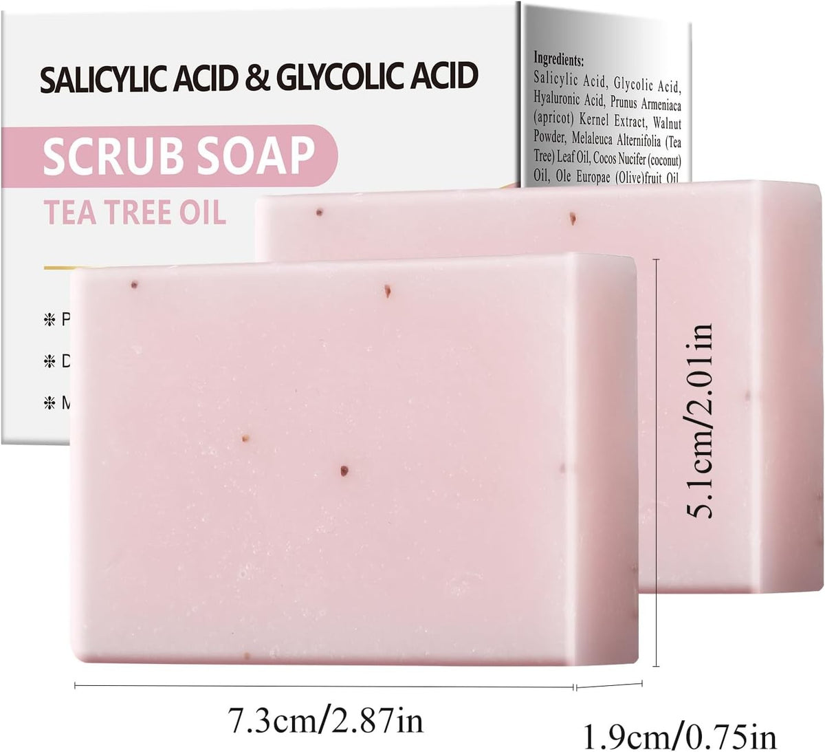 Salicylic Acid Facial & Body Exfoliating Soap Bar with Glycolic & Tea Tree