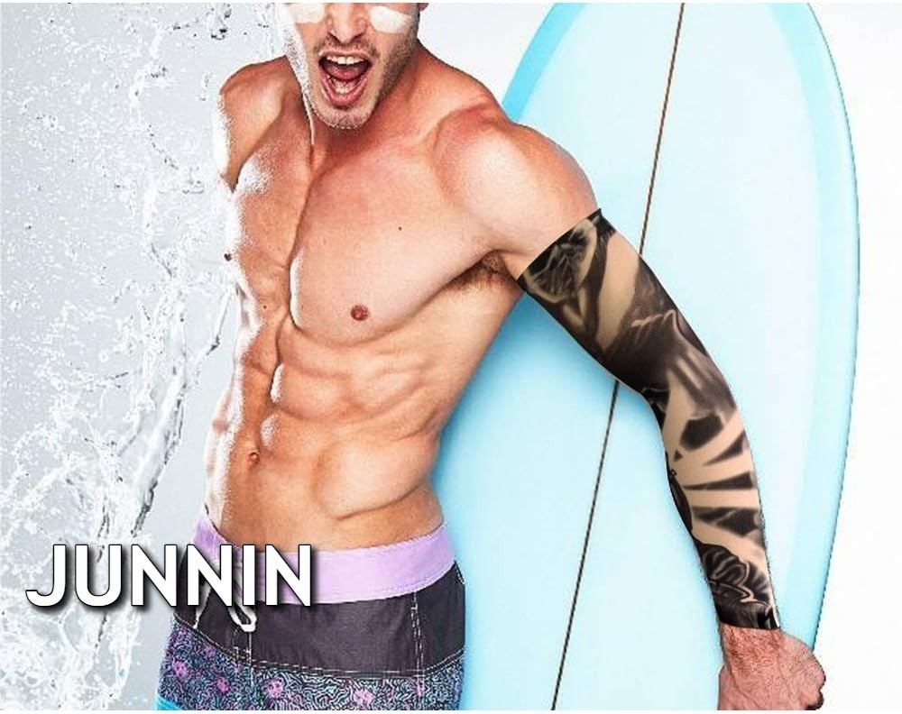 Premium 20-Pack UV Protection Arm Sleeves - Temporary Tattoo Style, Stretchy Unisex