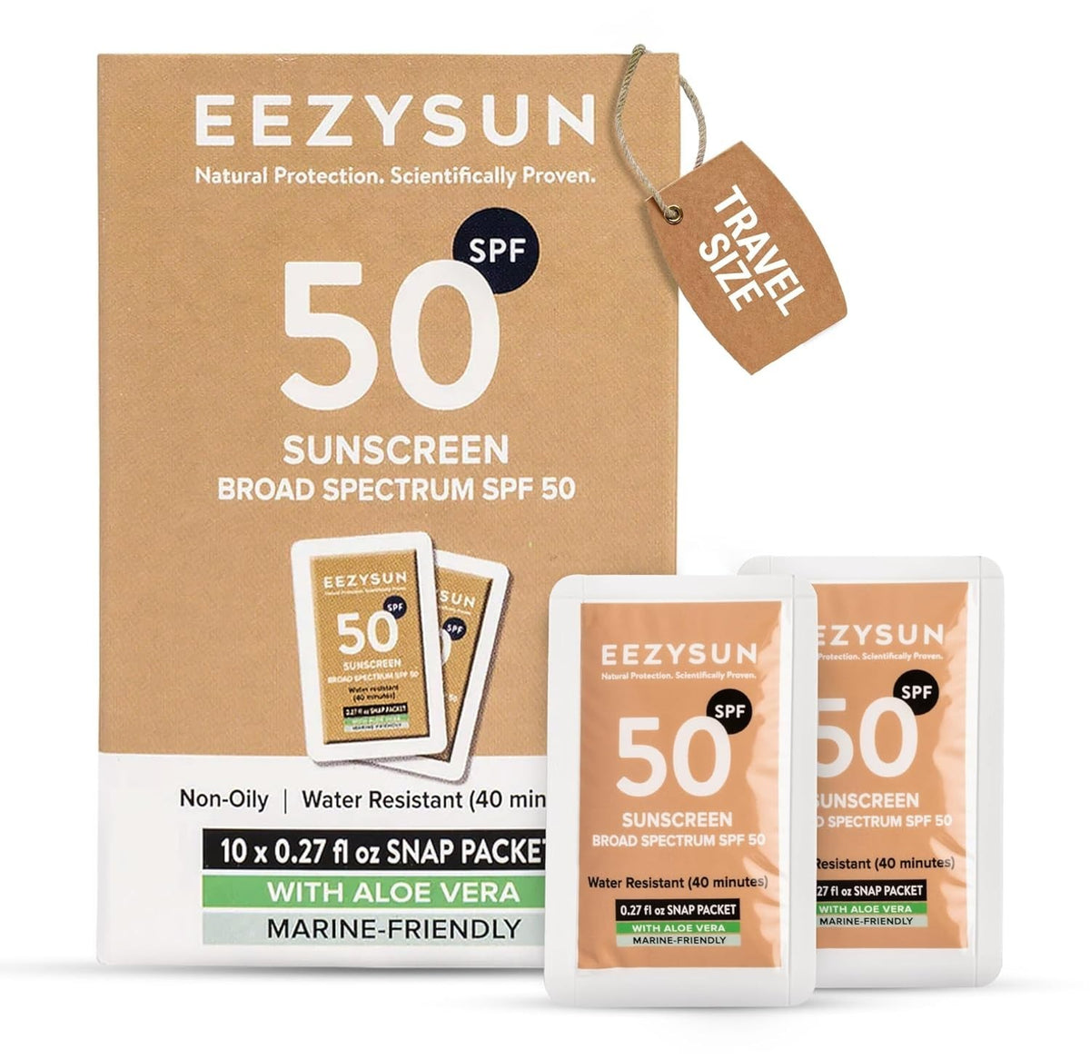 Mineral SPF 50 Sunscreen Packets - Travel Size 10 Packets 0.27oz