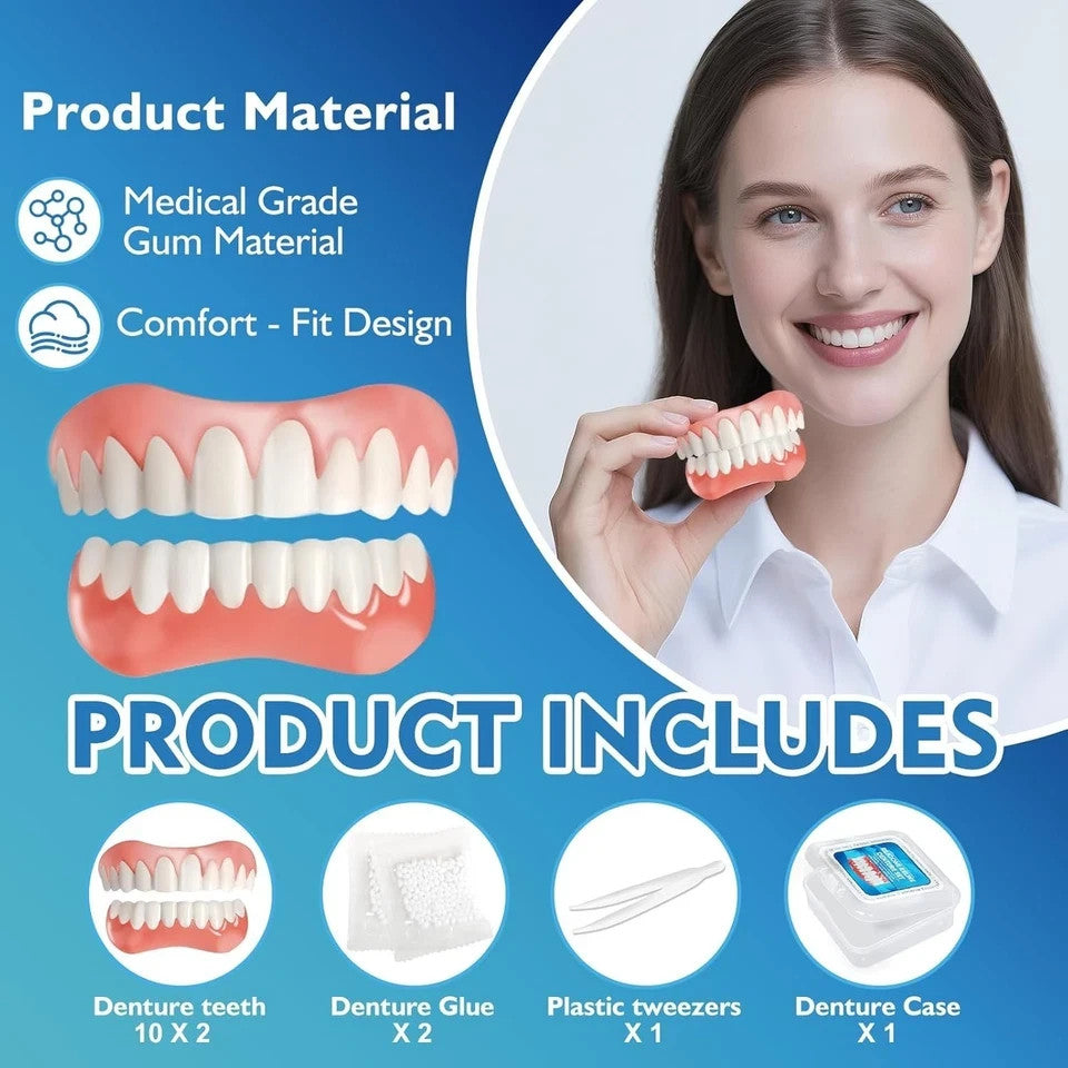 Moldable False Teeth & Veneers Set for Men and Women - Custom Fit Temporary Dentures