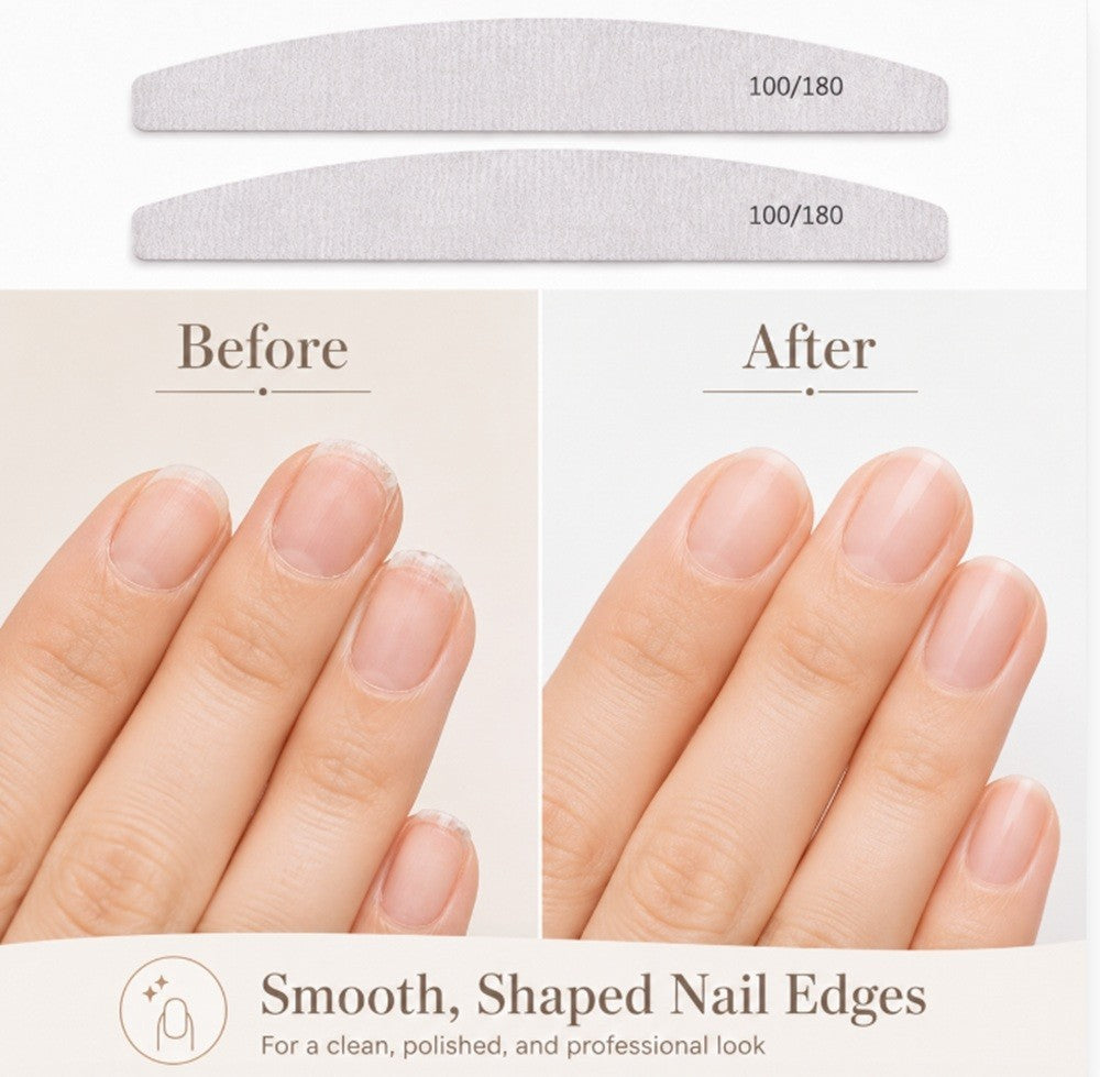 10 Pack Dual Grit Nail Files for Manicure & Pedicure - Emery Boards