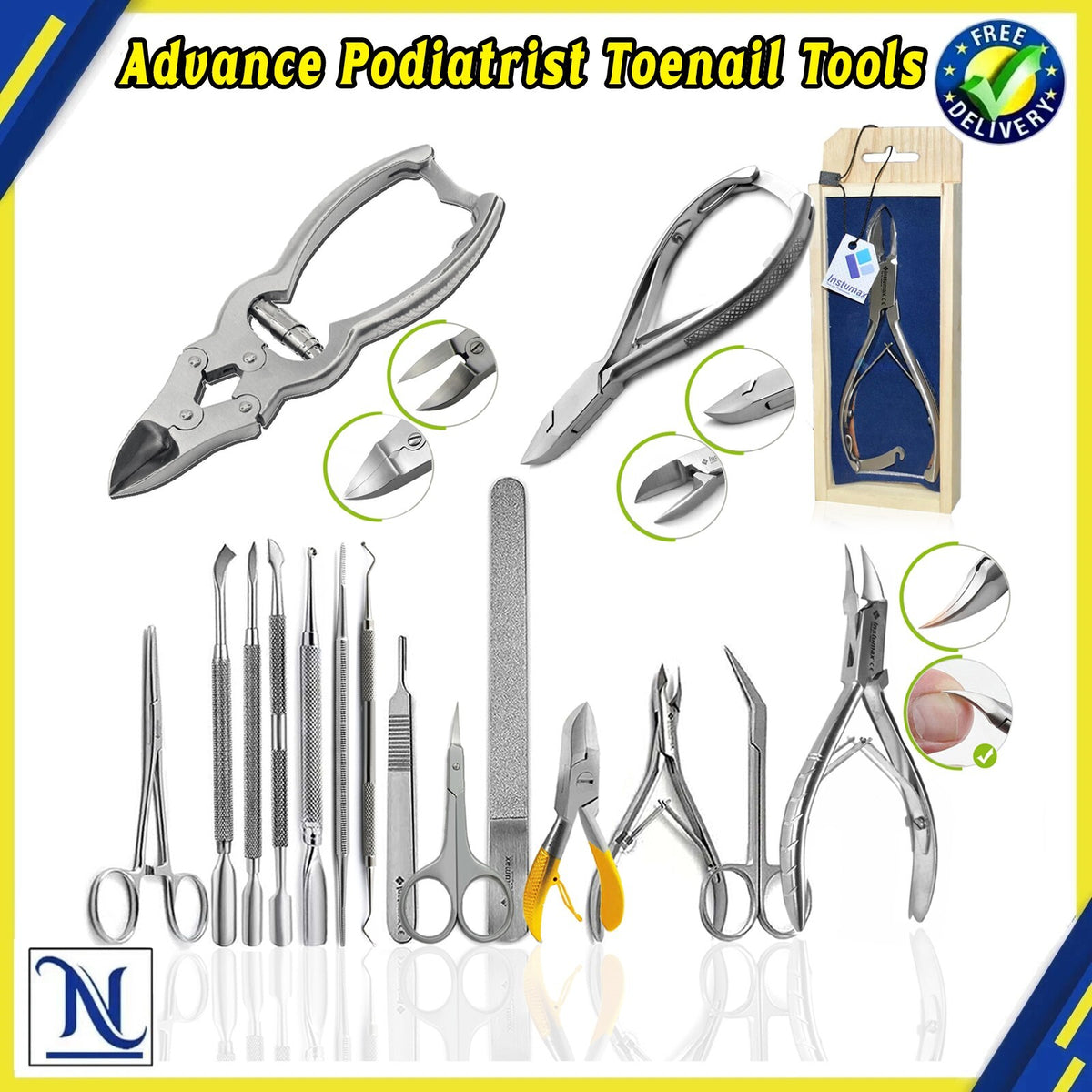 Diabetic Nail Care Kit with Thick Toenail Clippers & Podiatry Tools