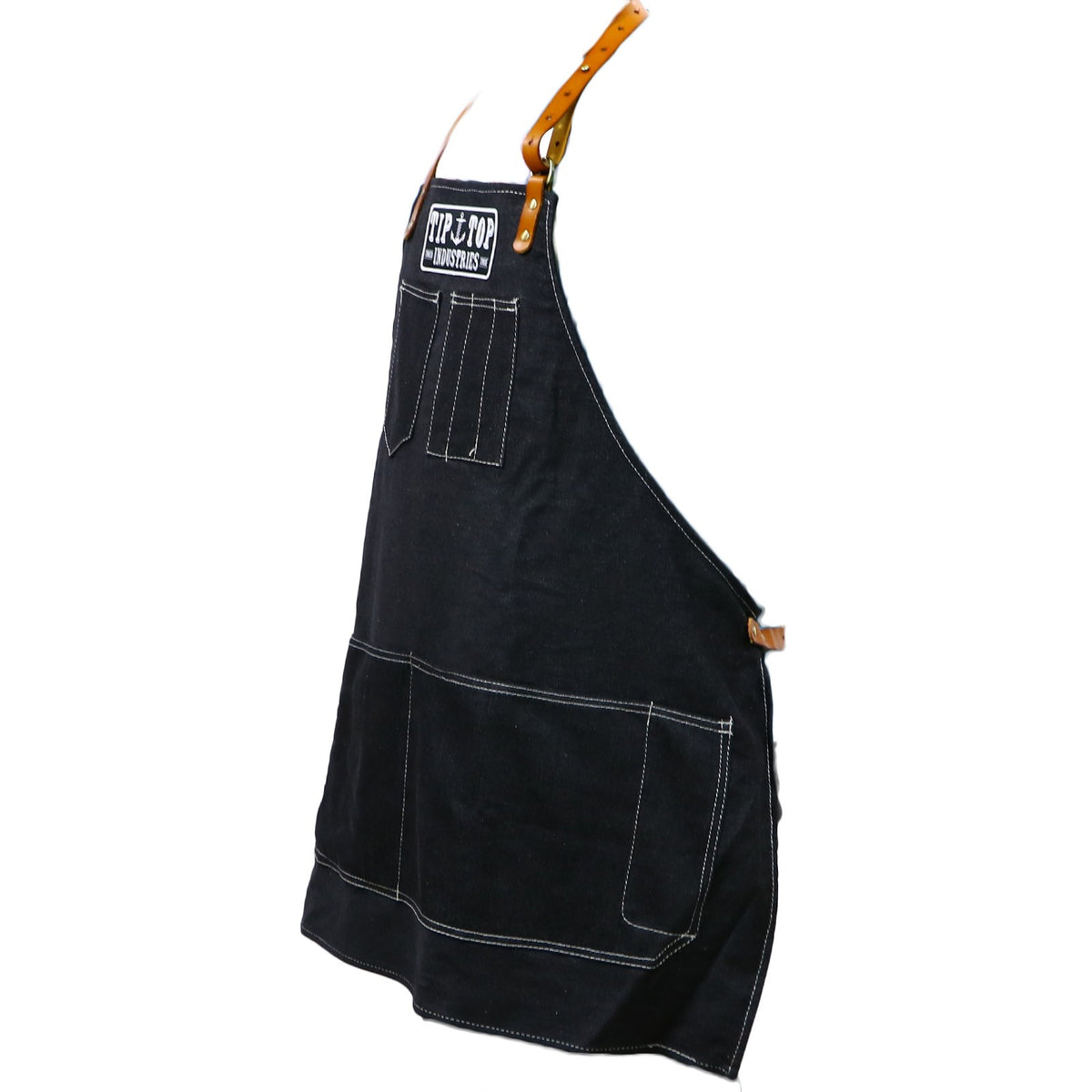 Black Denim Barber Apron with Pockets - Professional Hairdressing Protective Apron