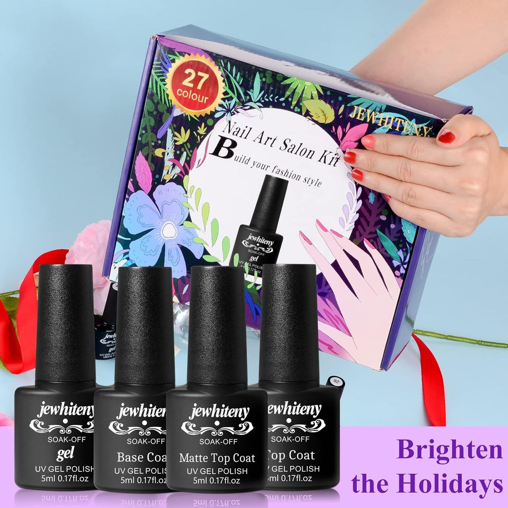 Professional Gel Nail Polish Kit - 27 Colors with Glitter | Long-Lasting & Non-Toxic