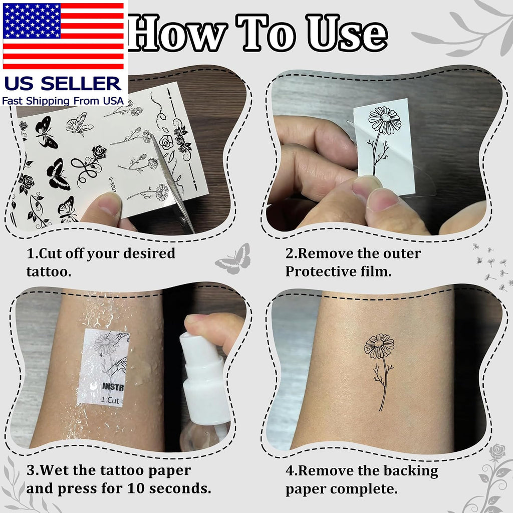 630 Pcs Finger & Hand Temporary Tattoos for Women - Realistic Small Designs