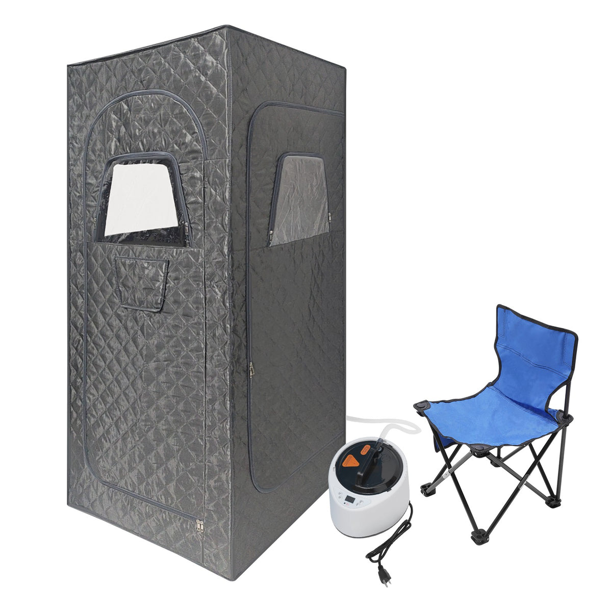 Portable Steam Sauna Tent with 2.6L Steamer & Folding Chair Gray
