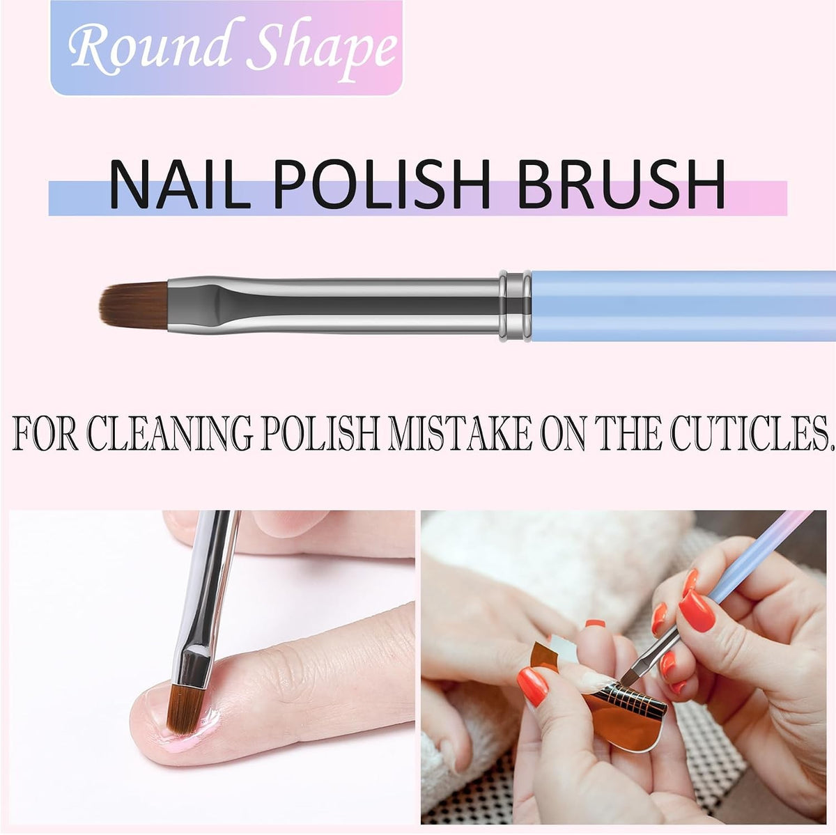 3Pcs Nail Art Clean Up Brushes Set for Precise Nail Polish Removal
