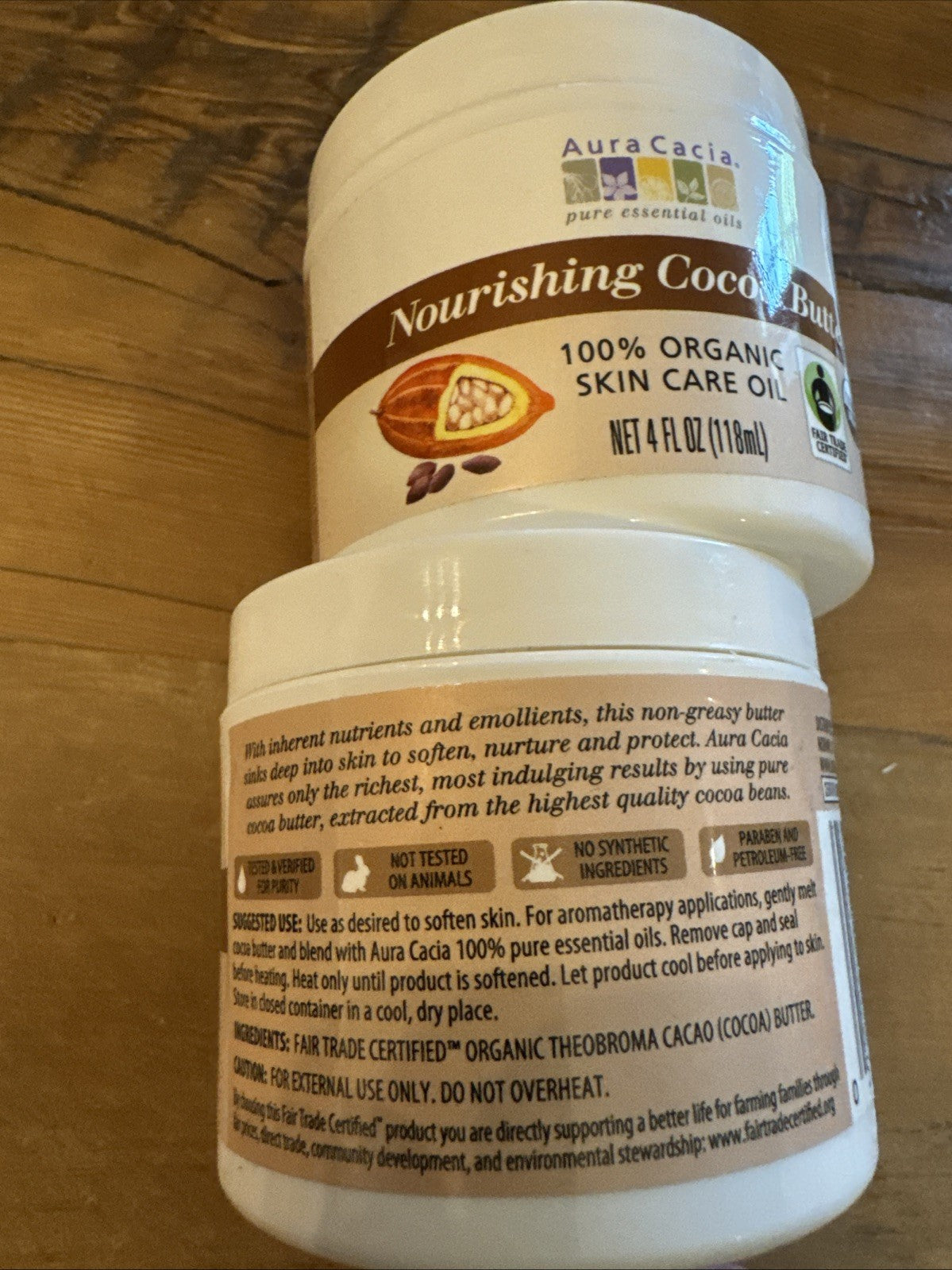 Organic Cocoa Butter 4oz - Nourishing Skin Moisturizer, Pack of 2