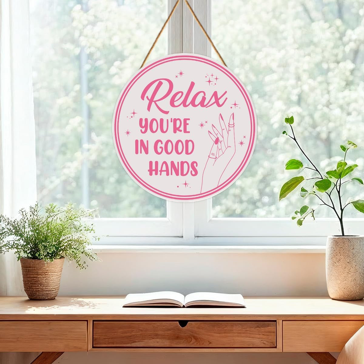 Pink Salon Wall Decor for Beauty, Massage, Spa, Hair & Nail Rooms