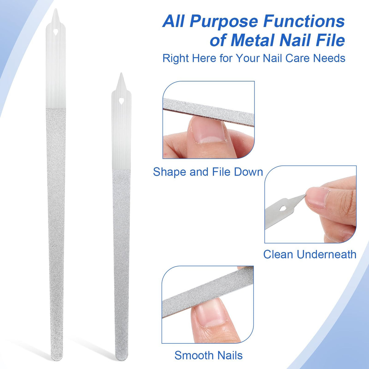 4 Pack Stainless Steel Double-Sided Nail File Set for Manicure and Nail Polishing