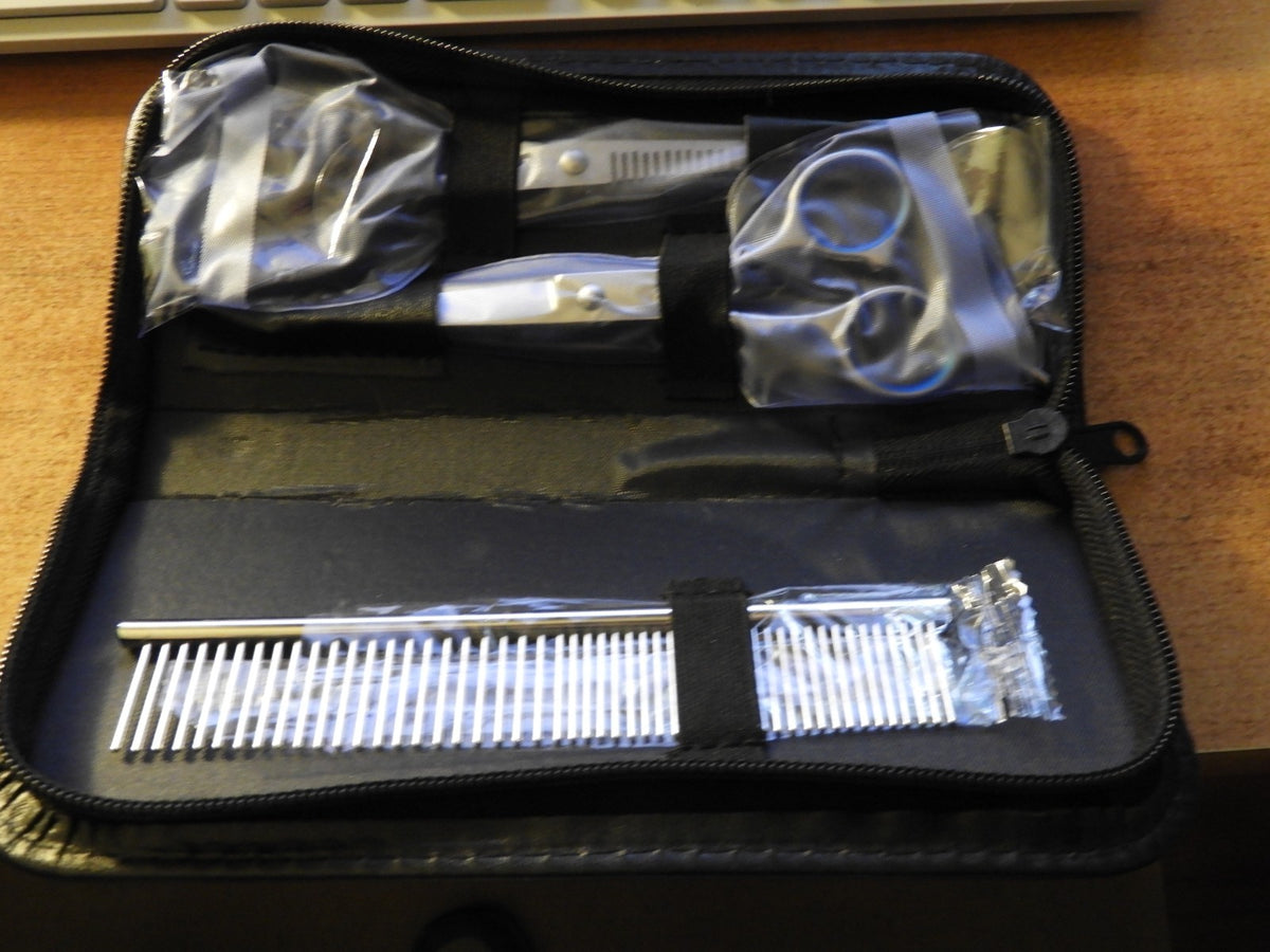 Dog Grooming Scissors Set with 6.5 Inch Blades - 4 in 1 Pet Grooming Kit, Blue