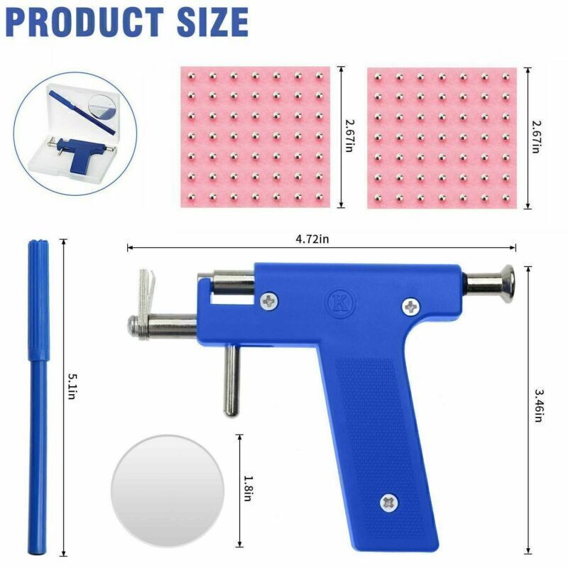 Professional Ear Piercing Gun Kit with 98 Studs - DIY Ear Nose Navil Body Kit