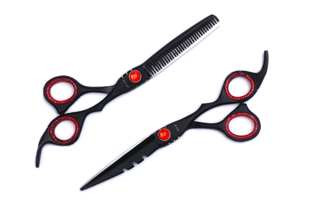 Professional Hair Cutting & Thinning Scissors Set 6.5" with Razor & Tweezer