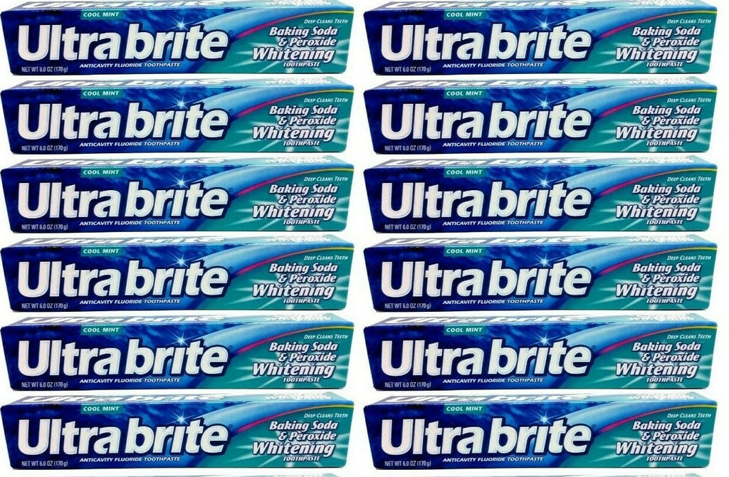 12-Pack Ultra Brite Cool Mint Toothpaste with Baking Soda & Peroxide 4.2oz