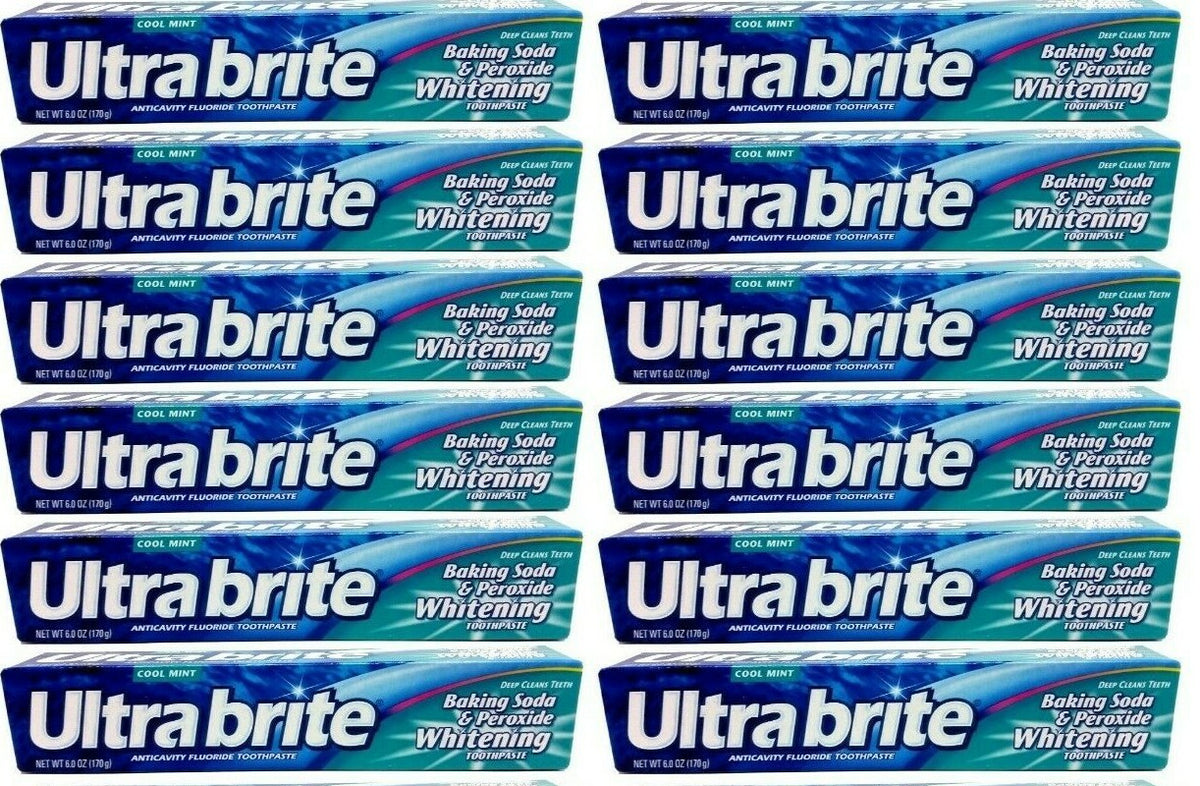 12-Pack Ultra Brite Cool Mint Toothpaste with Baking Soda & Peroxide 4.2oz