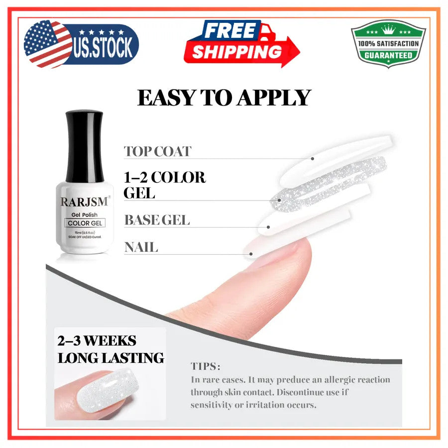 Milky White Reflective Glitter Gel Nail Polish with Diamond Effect