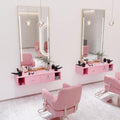 Wall Mount Barber Station with Lockable Drawers and Dryer Holders for Salon & Spa