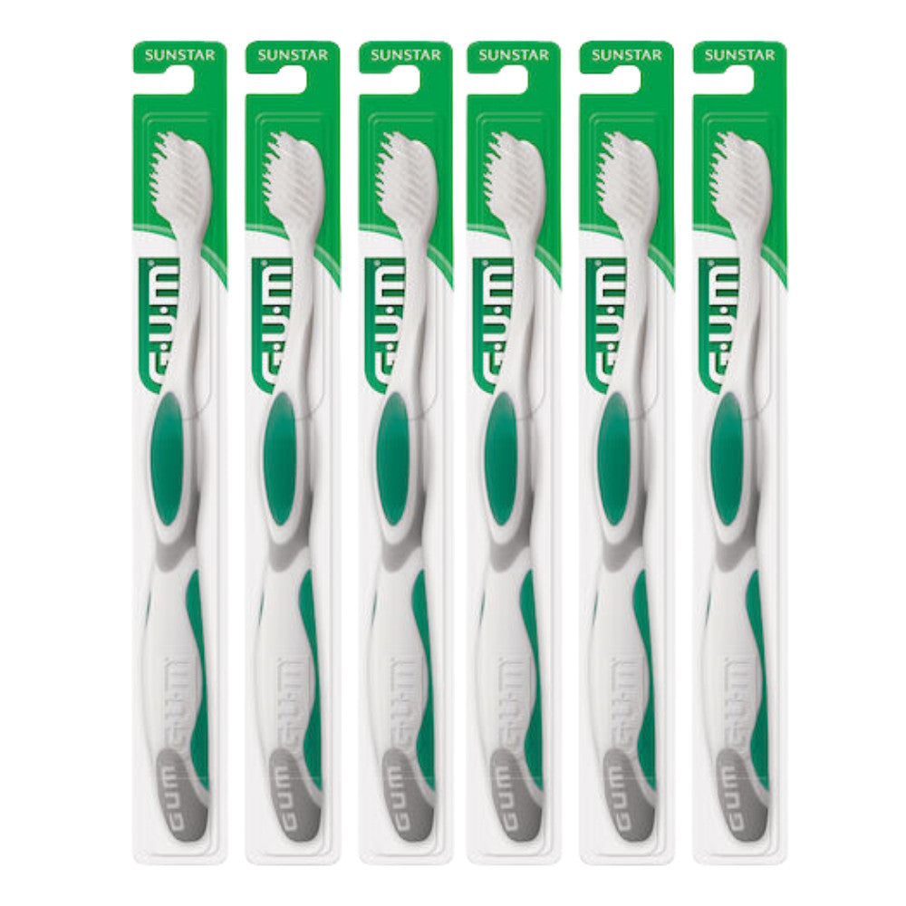 GUM Summit Toothbrush 6-Pack - Sensitive Bristle, Compact Head for Gentle Cleaning