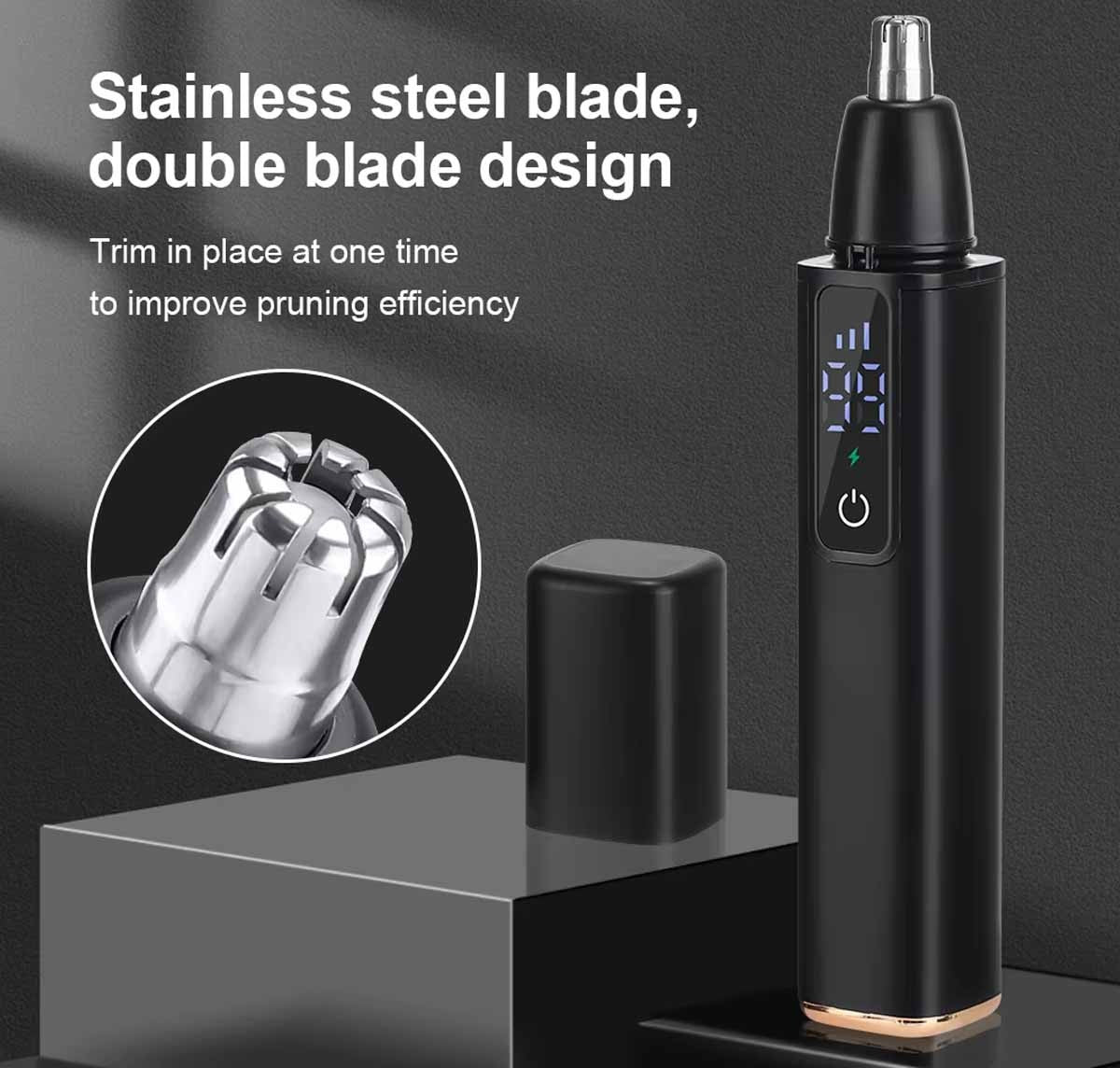 USB Rechargeable Waterproof Ear and Nose Hair Trimmer with LED Display