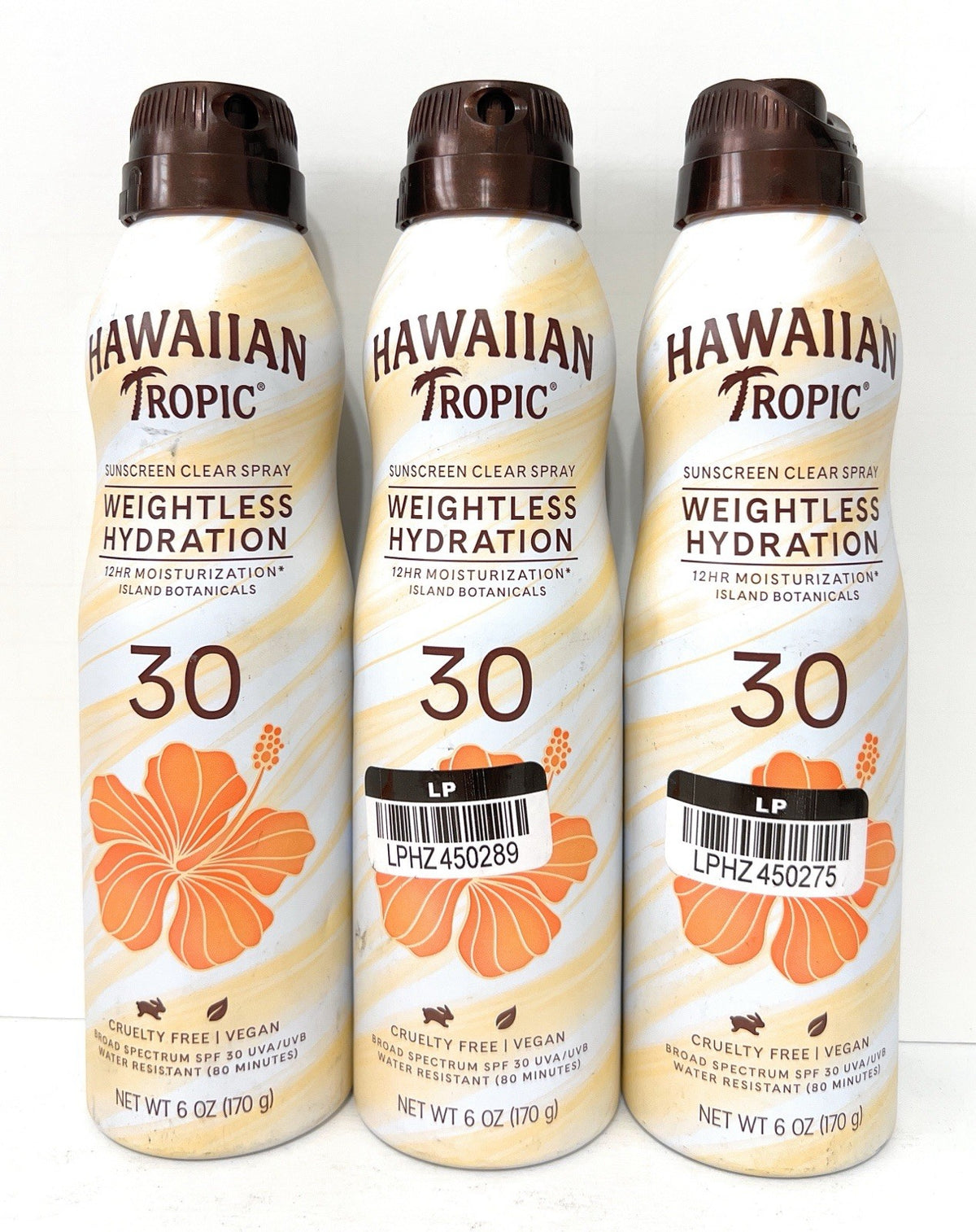 Hawaiian Tropic SPF30 Weightless Hydration Clear Sunscreen 6oz (3 Pack) Exp 2028+