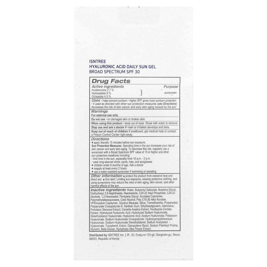 Hyaluronic Acid SPF 30 Sunscreen Gel - Hydrating Broad Spectrum Sun Protection