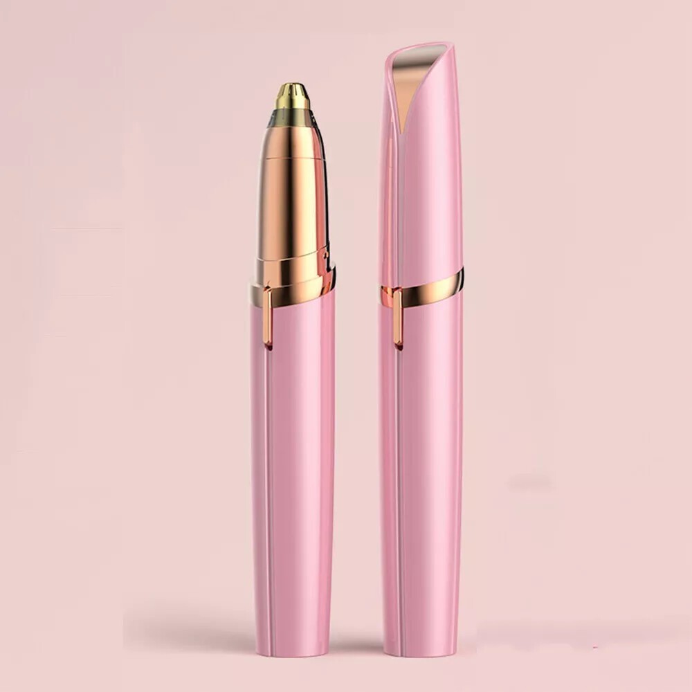 Women's Electric Eyebrow Trimmer Facial Hair Remover with LED Light - Hypoallergenic Stainless Steel Blades
