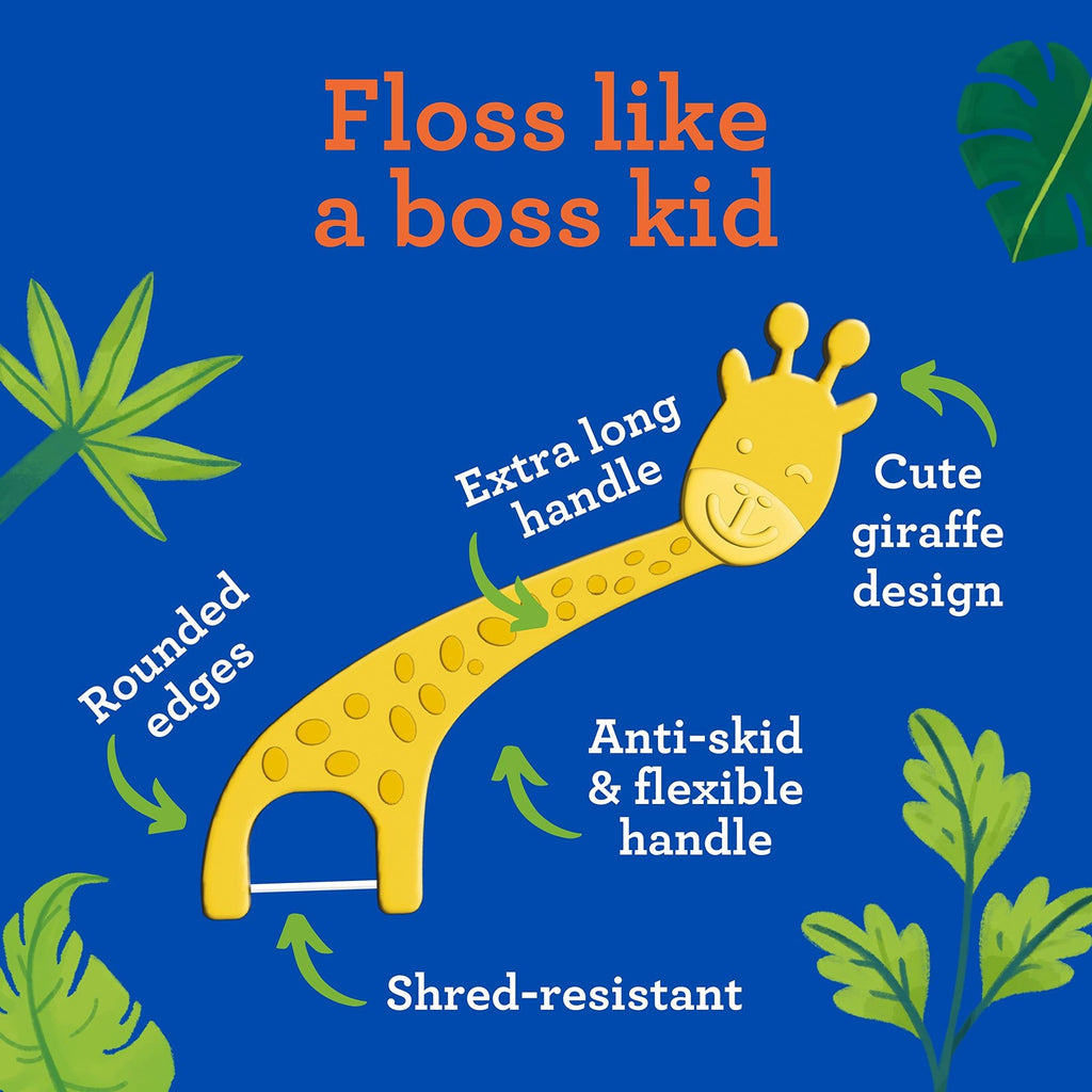 Kids Dental Floss Picks with Giraffe Design - 90 Count, Safe & Tasty