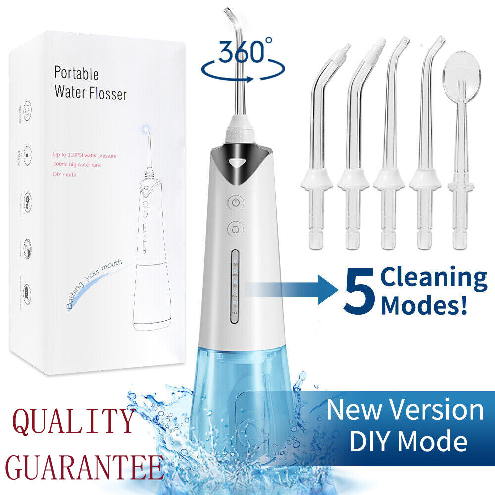 Cordless Water Flosser for Teeth with 5 Jet Tips & Rotatable Nozzles