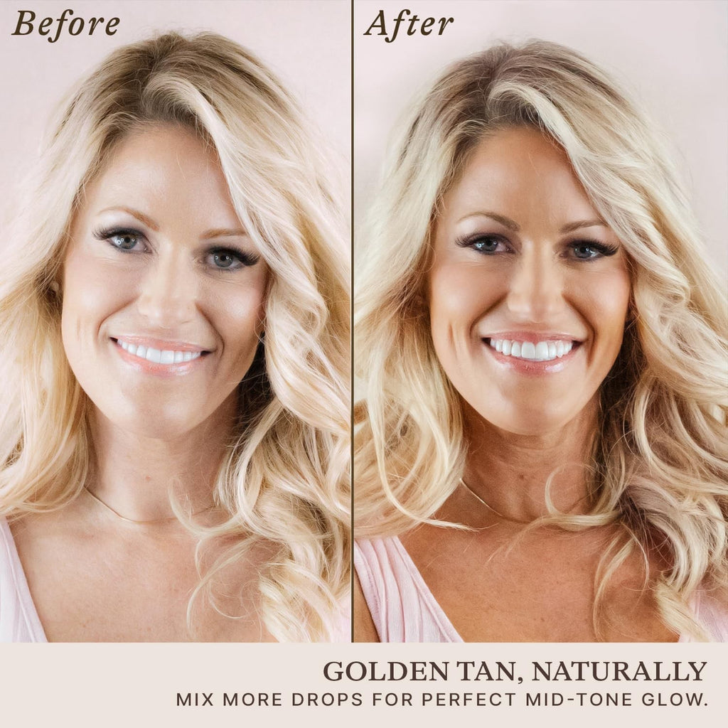 Self Tanning Drops - Organic Face & Body Sunless Tanner, Medium Tan, 30ml