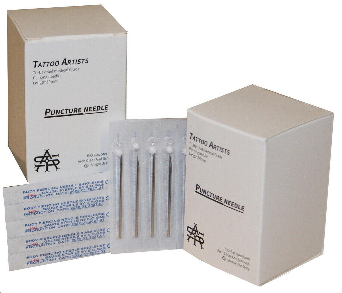 18g Tri-Bevel Piercing Needles, Sterile 100pcs (EO Sterilized)