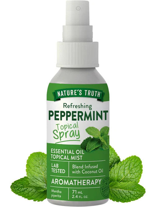 Peppermint Essential Oil Mist - Refreshing Aromatherapy Body & Room Spray 2.4 oz