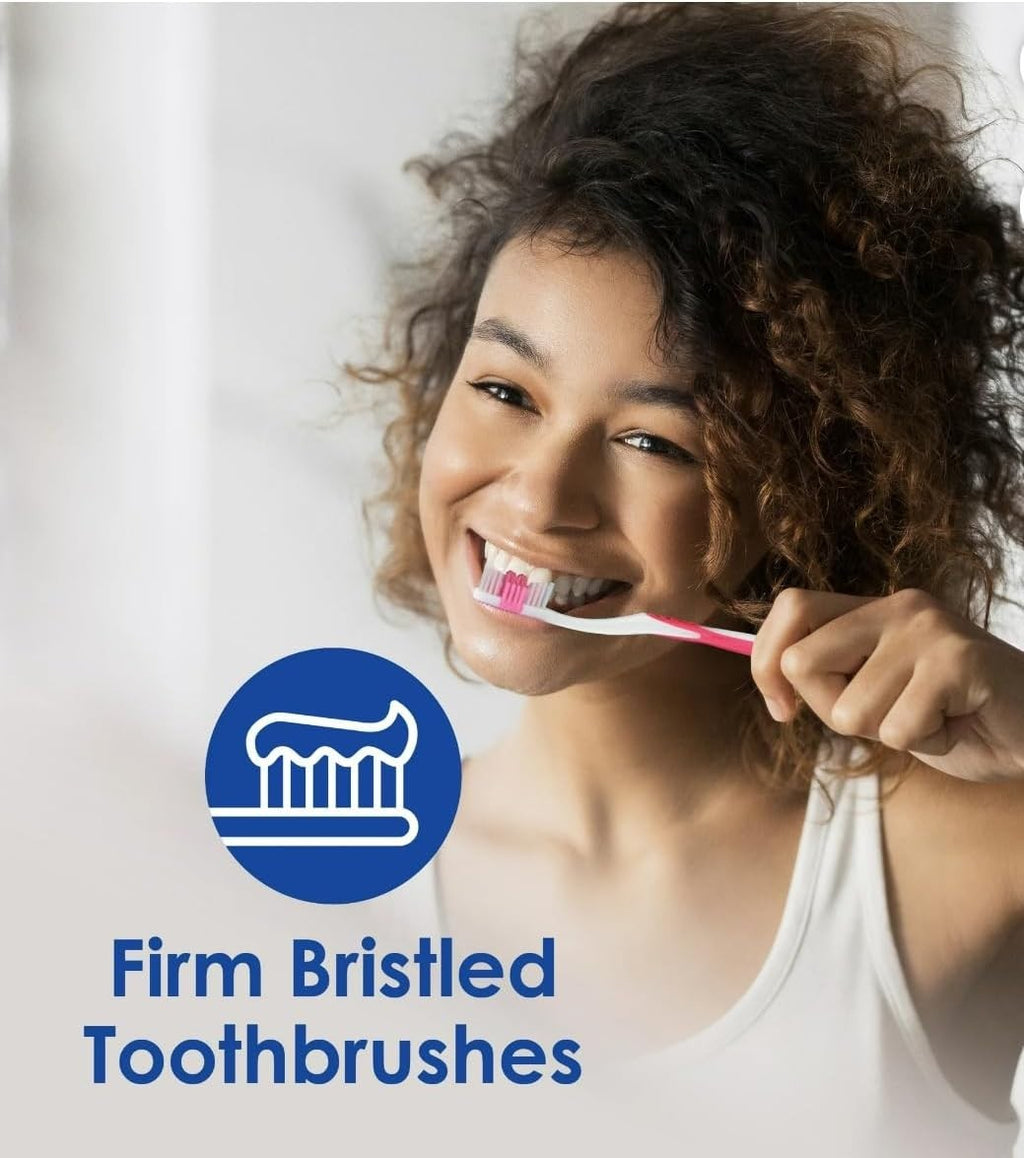 Firm Nylon Bristle Toothbrushes Set for Adults - 6 Pack