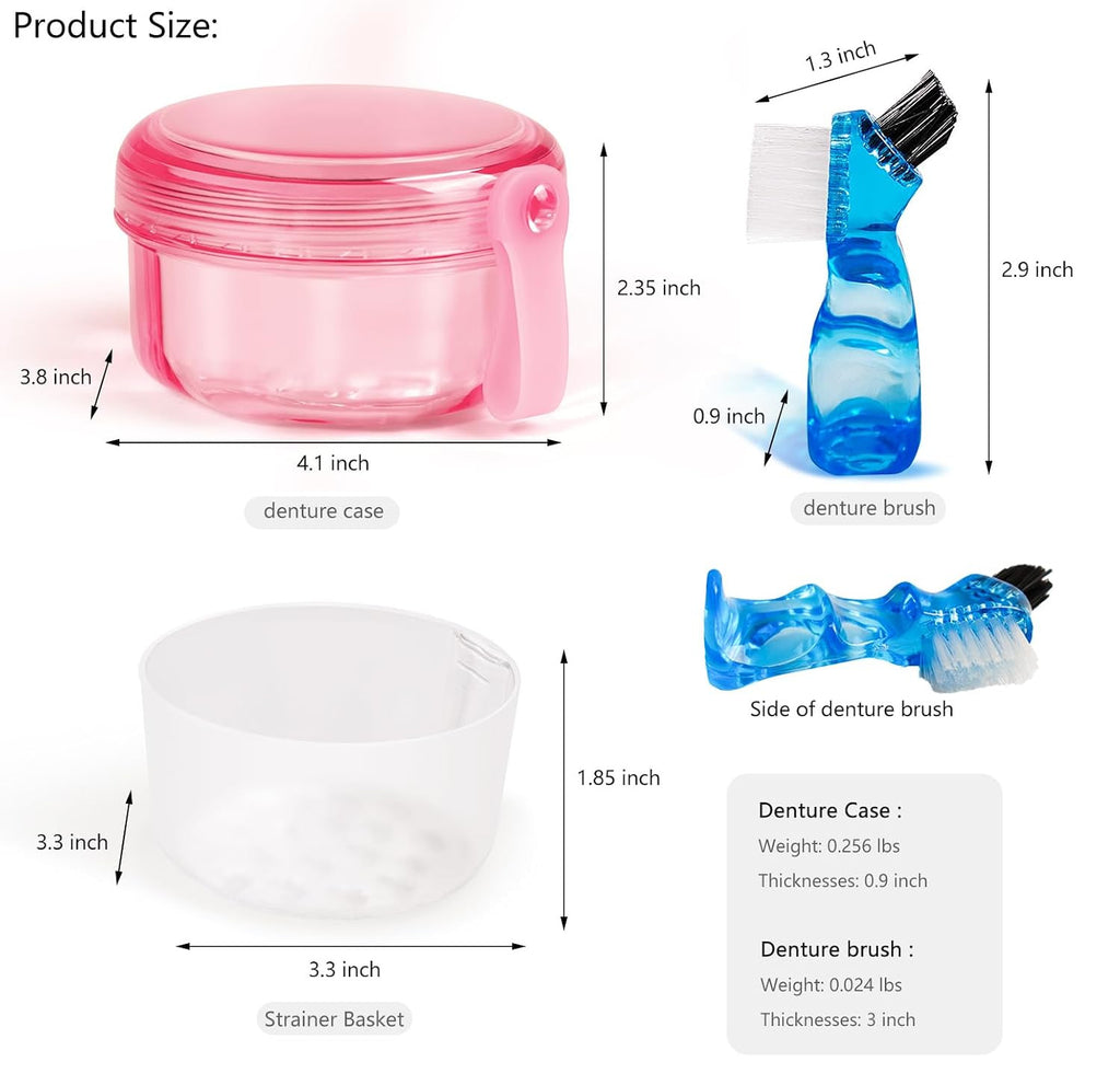 Leak-Proof Denture Storage Case with Strainer & Brush - Travel Friendly