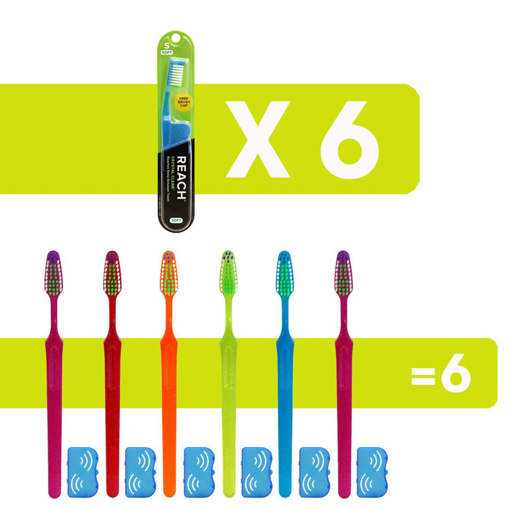 Soft Bristle Toothbrush Pack of 6 - Reach Crystal Clean Oral Care