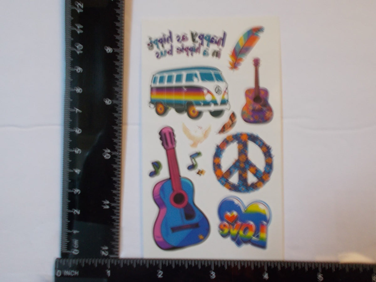 Temporary Tattoos 10 Sheets Groovy 1970s Hippie Theme Set