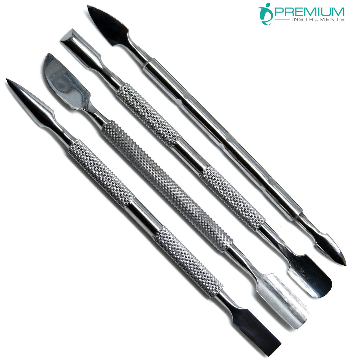 Set of 4 Stainless Steel Nail Pushers & Cuticle Removers for Manicure Pedicure
