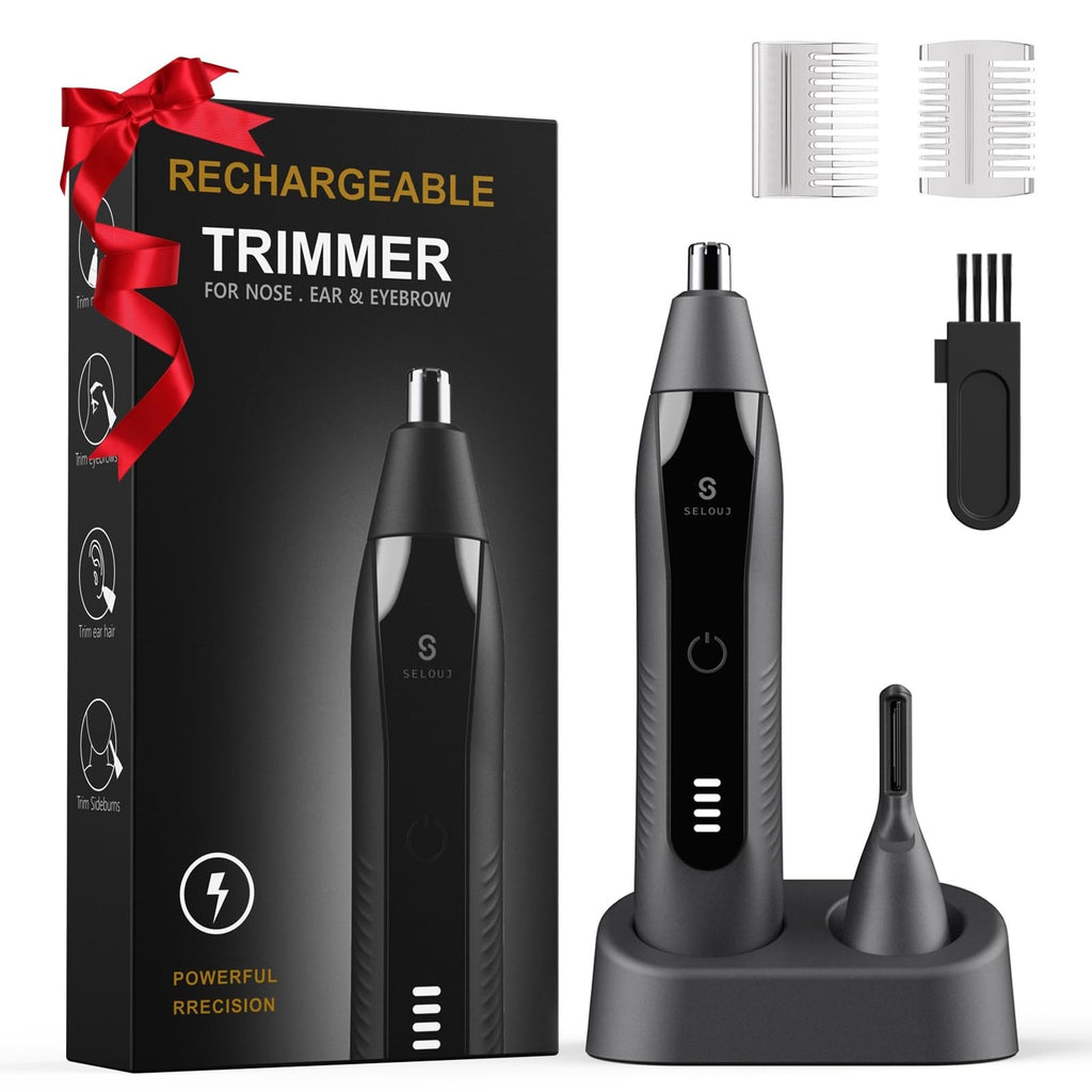 USB Rechargeable Ear & Nose Hair Trimmer - Waterproof, Painless Grooming Kit